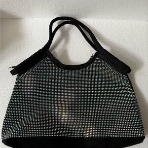 Black Rhinestone Embellished Women's Bag